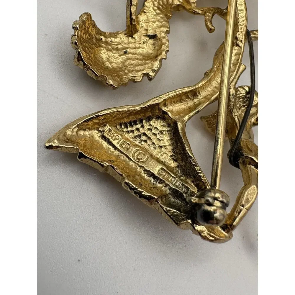 Vintage Napier Sterling 925 Gold Vermeil Girl on Swing Tree Brooch Pin 15.6g